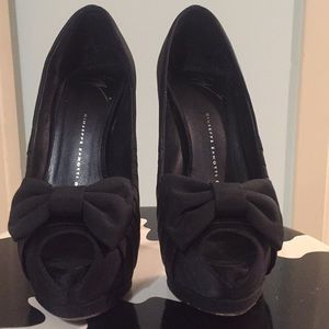 Giuseppe Zanotti Black Celebrity Bow Peep Toe